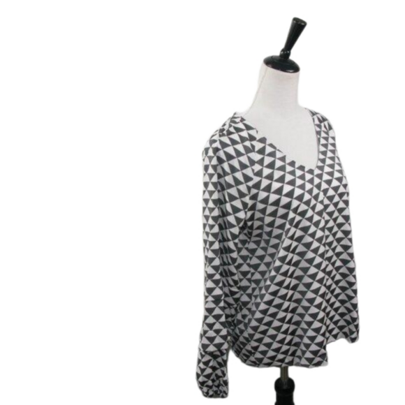 Worthington Black/White Checker Pattern Pull Over Blouse Size Medium - Picture 4 of 7